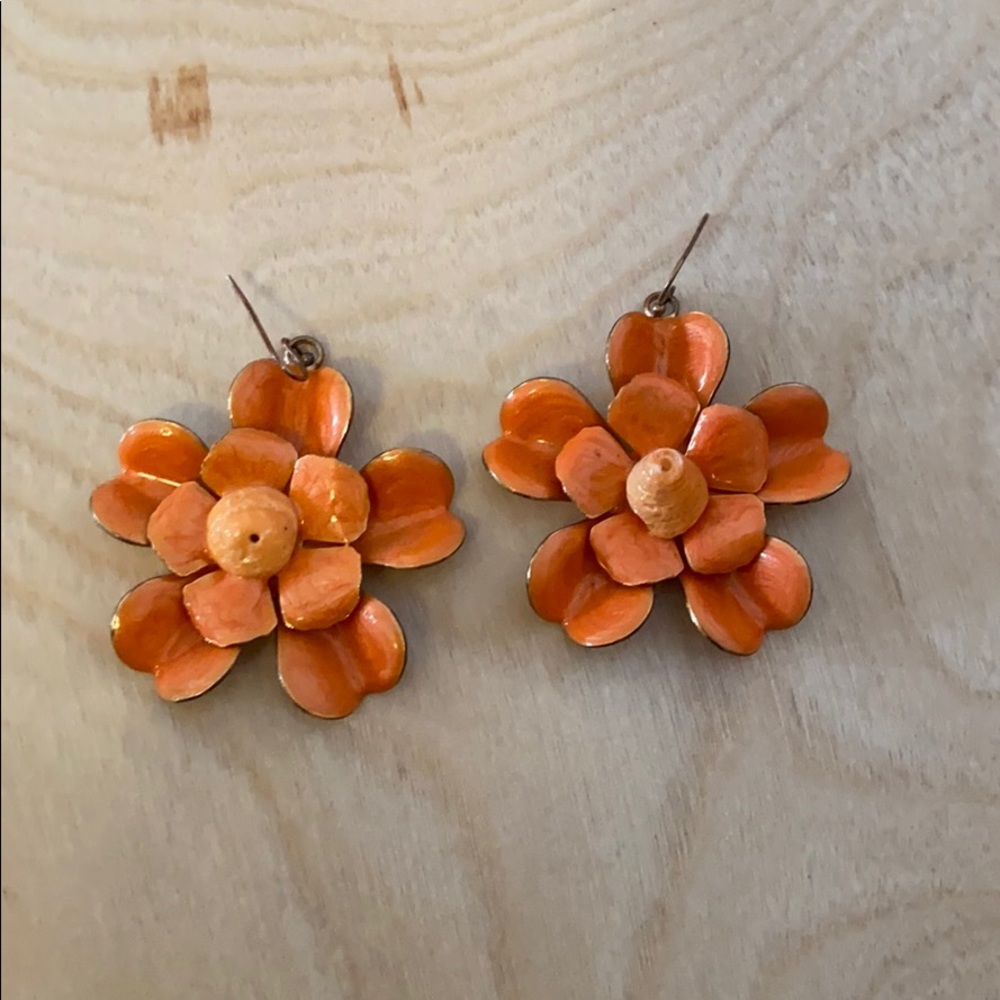 Orange flower earrings